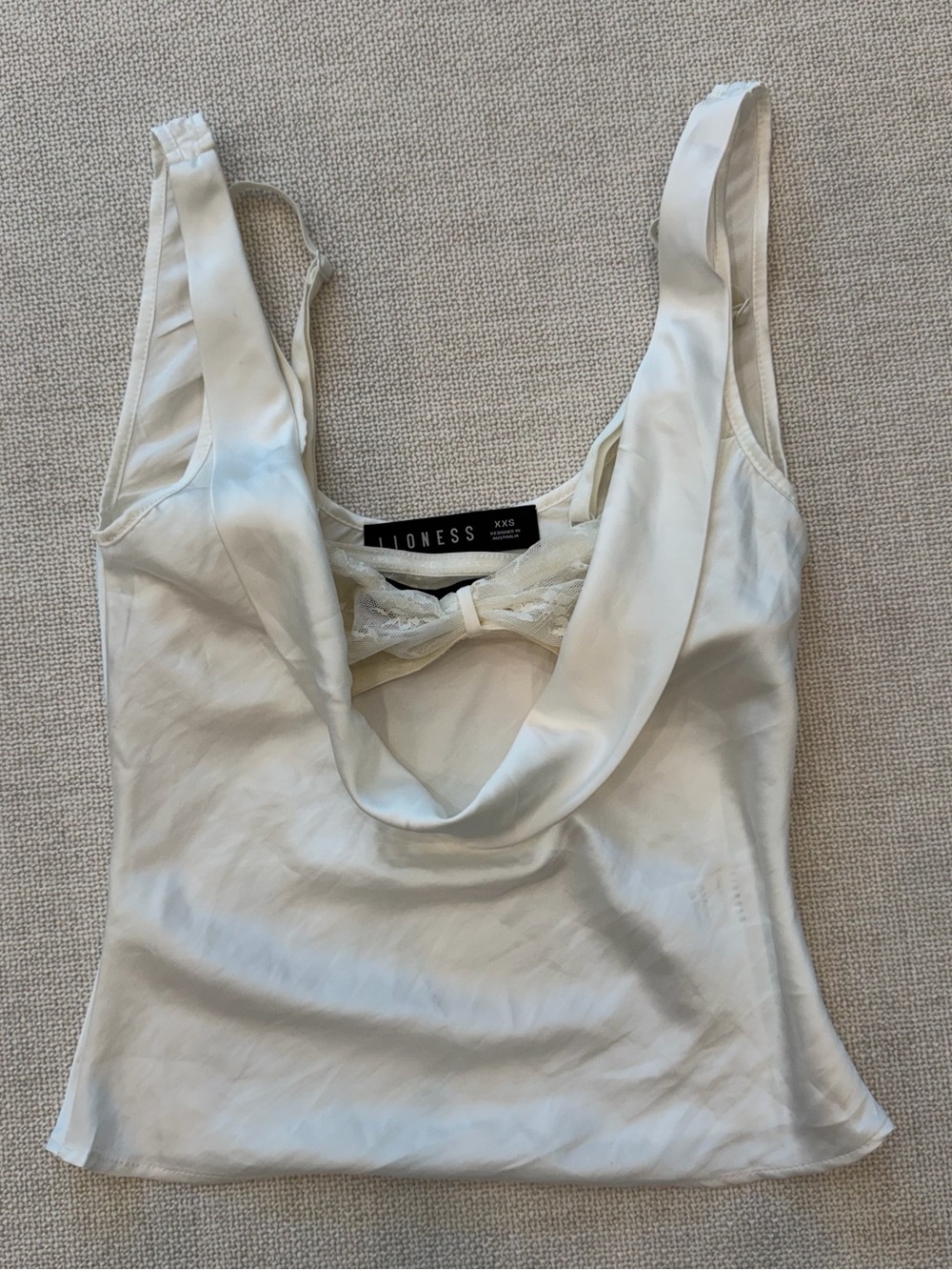 Lioness White Delilah Satin Cowl Neck Tank